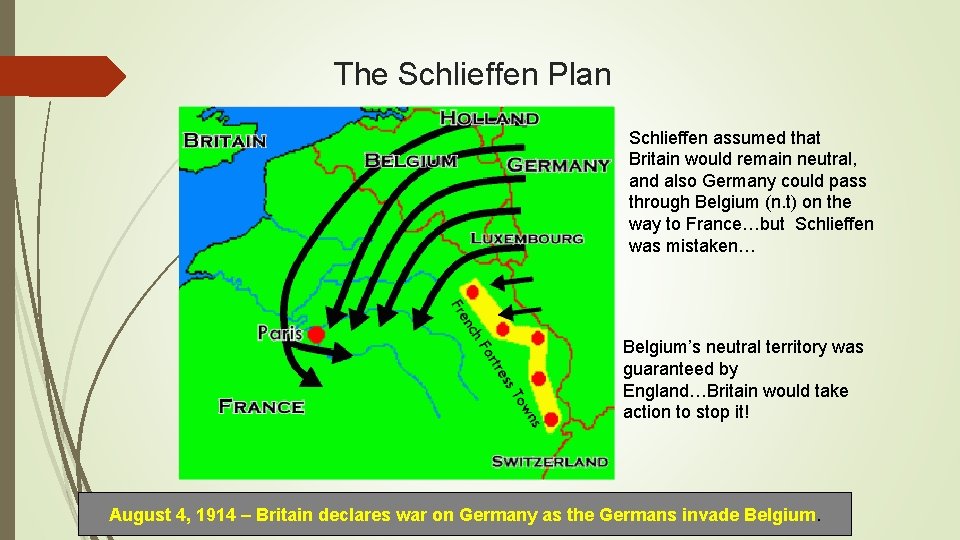 The Schlieffen Plan Schlieffen assumed that Britain would remain neutral, and also Germany could