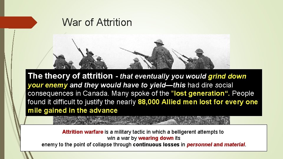 War of Attrition The theory of attrition - that eventually you would grind down
