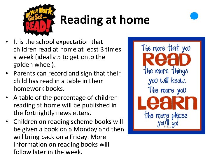 Reading at home • It is the school expectation that children read at home Reading at home • It is the school expectation that children read at home