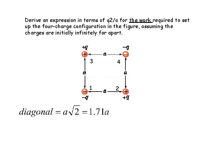 Derive an expression in terms of q 2/a for the work required to set