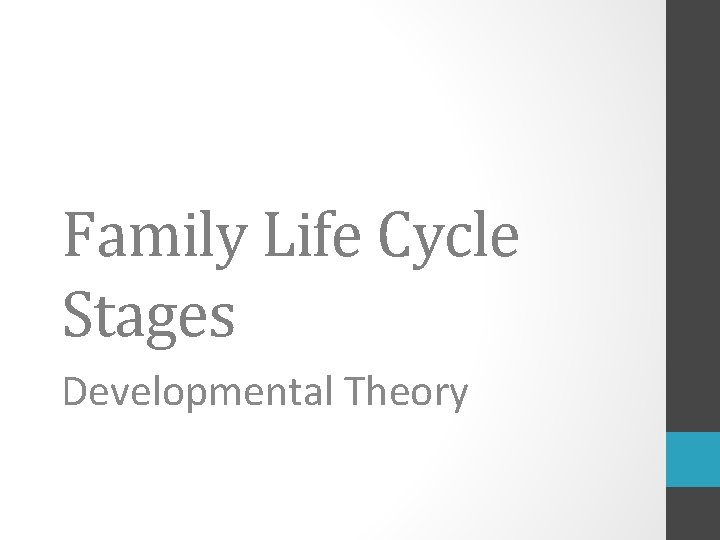 Family Life Cycle Stages Developmental Theory 