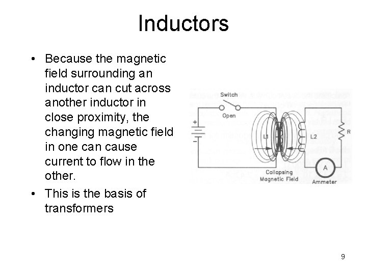 Inductors • Because the magnetic field surrounding an inductor can cut across another inductor