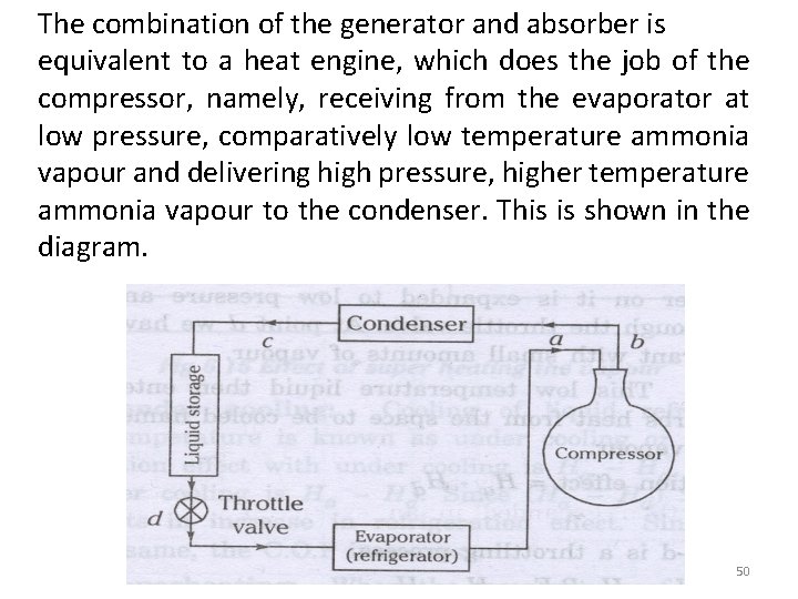 The combination of the generator and absorber is equivalent to a heat engine, which