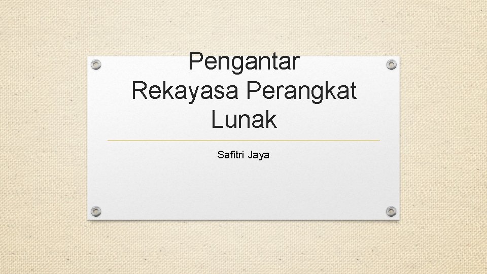 Pengantar Rekayasa Perangkat Lunak Safitri Jaya 