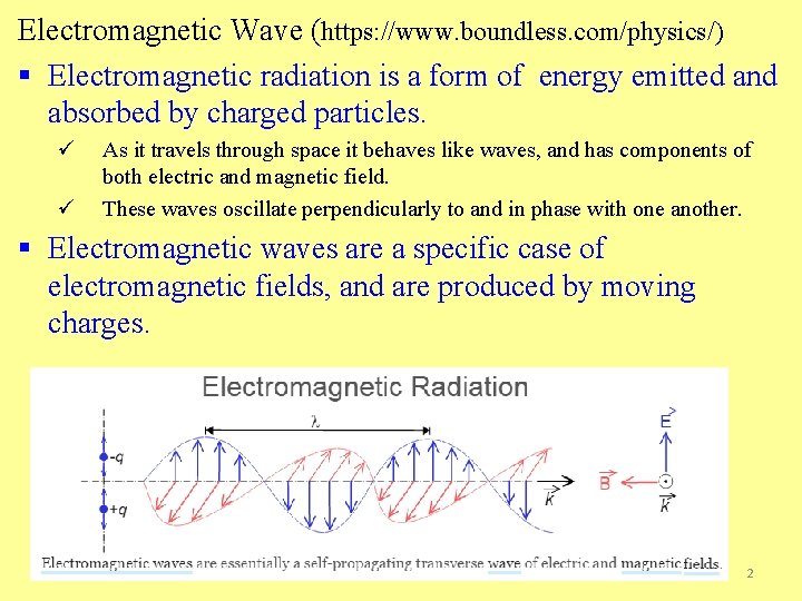 Electromagnetic Wave (https: //www. boundless. com/physics/) § Electromagnetic radiation is a form of energy