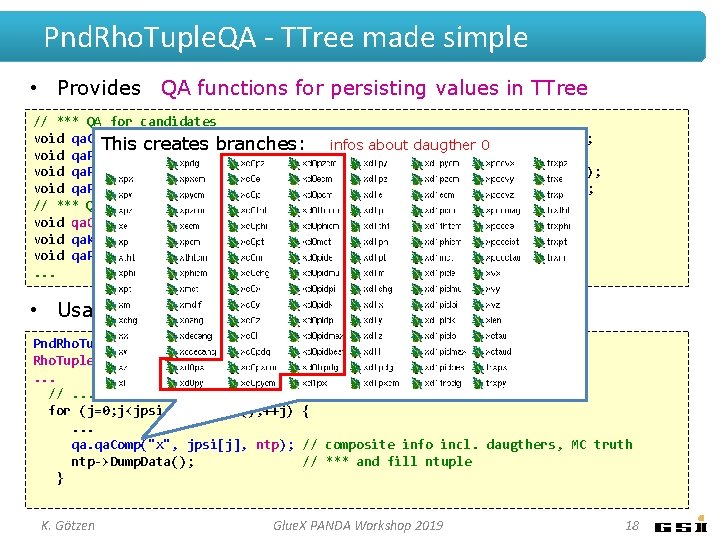 Pnd. Rho. Tuple. QA - TTree made simple • Provides QA functions for persisting