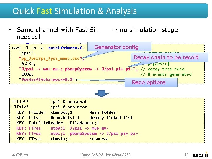 Quick Fast Simulation & Analysis • Same channel with Fast Sim → no simulation