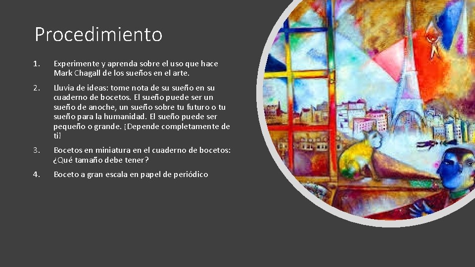Procedimiento 1. Experimente y aprenda sobre el uso que hace Mark Chagall de los