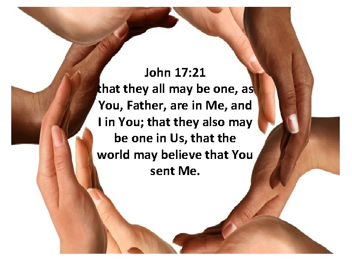 John 17: 21 that they all may be one, as You, Father, are in