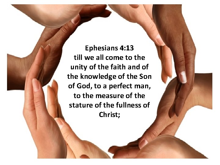 Ephesians 4: 13 till we all come to the unity of the faith and