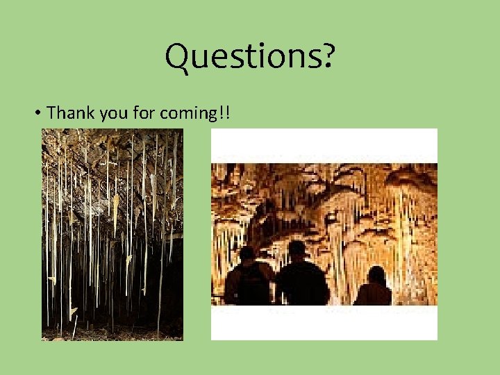 Questions? • Thank you for coming!! 