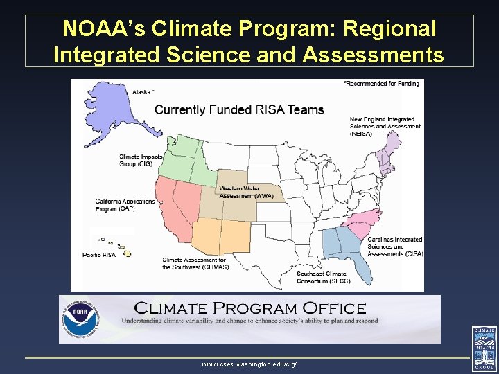 NOAA’s Climate Program: Regional Integrated Science and Assessments www. cses. washington. edu/cig/ 