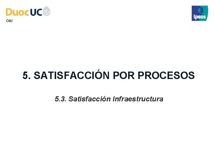 OAI 5. SATISFACCIÓN POR PROCESOS 5. 3. Satisfacción Infraestructura 