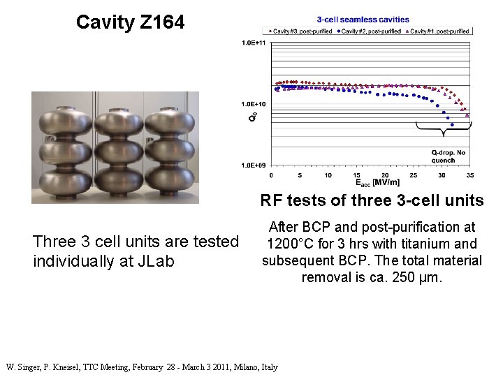 Cavity Z 164 RF tests of three 3 -cell units Three 3 cell units