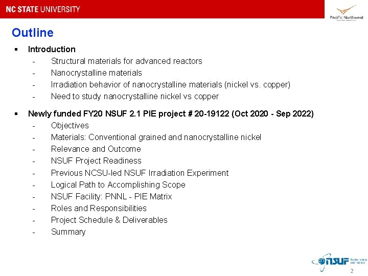 Outline § Introduction Structural materials for advanced reactors Nanocrystalline materials Irradiation behavior of nanocrystalline Outline § Introduction Structural materials for advanced reactors Nanocrystalline materials Irradiation behavior of nanocrystalline