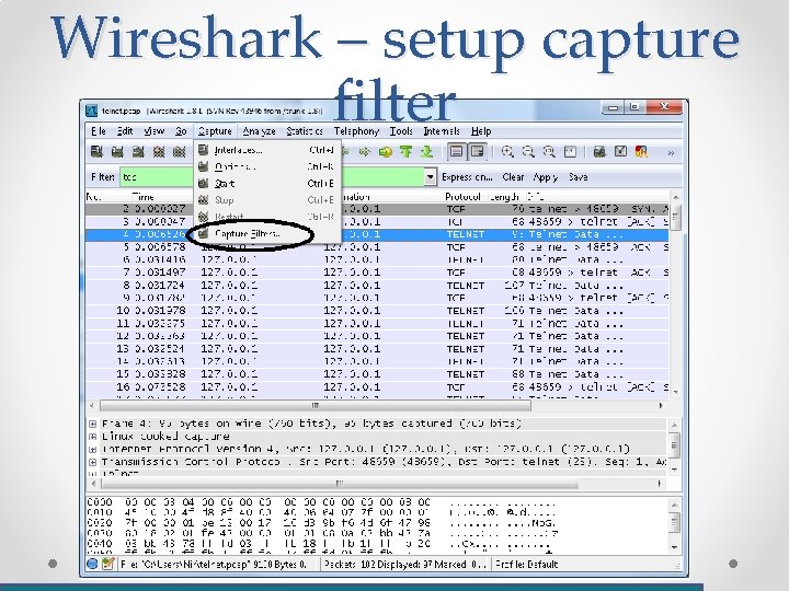 Wireshark – setup capture filter 