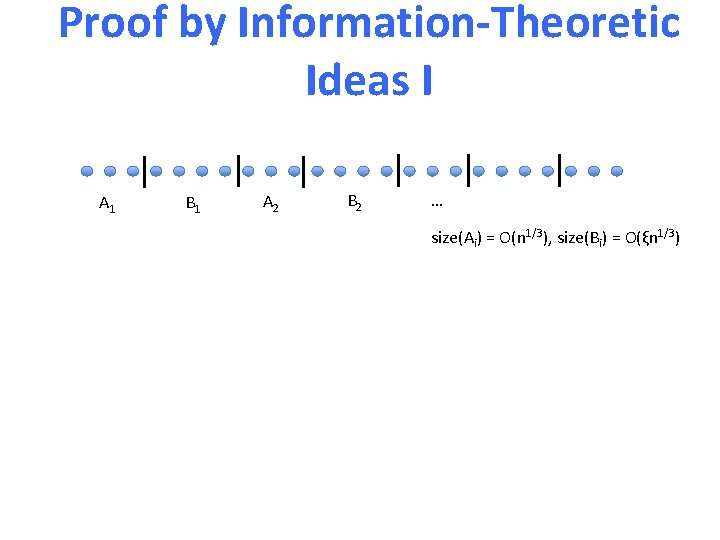 Proof by Information-Theoretic Ideas I A 1 B 1 A 2 B 2 …