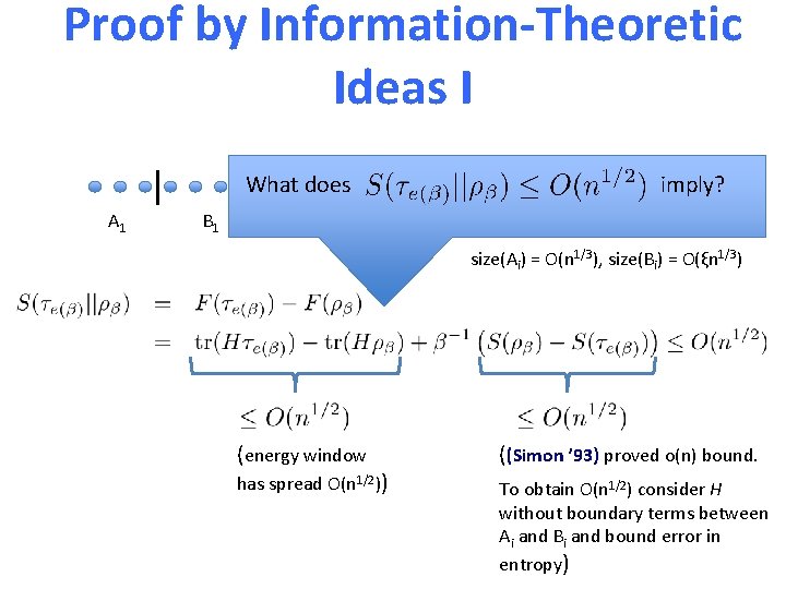 Proof by Information-Theoretic Ideas I What does A 1 B 1 A 2 imply?