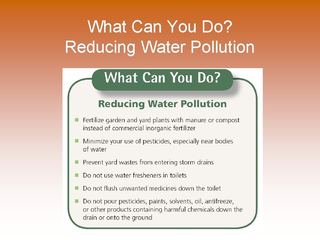 What Can You Do? Reducing Water Pollution 