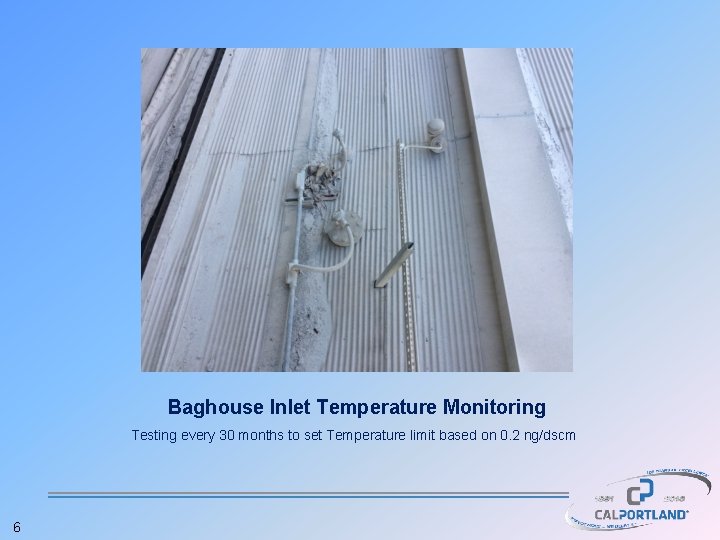 Baghouse Inlet Temperature Monitoring Testing every 30 months to set Temperature limit based on