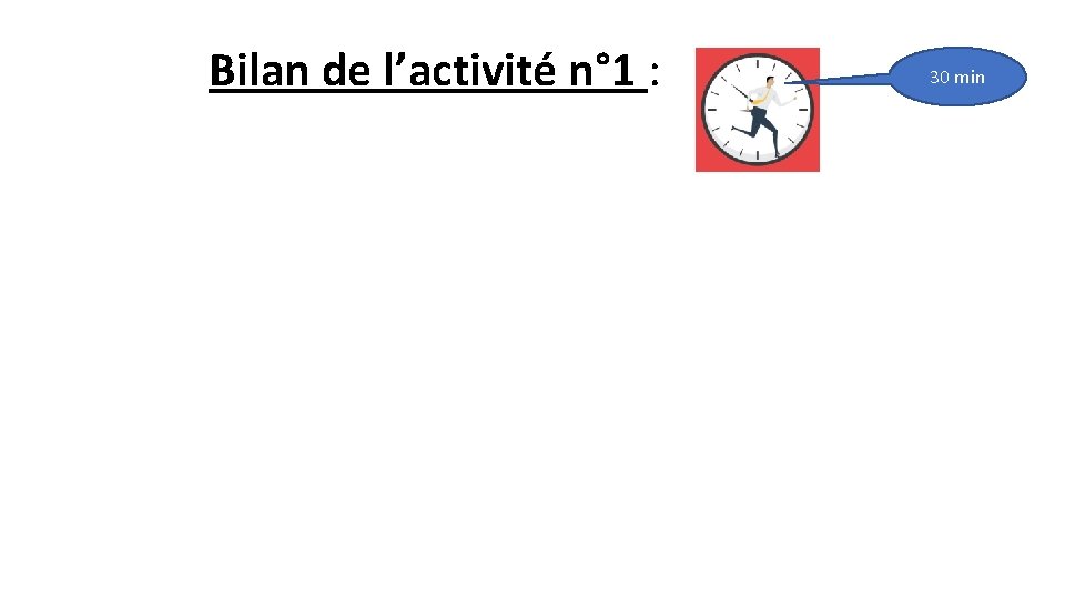 Bilan de l’activité n° 1 : 30 min 