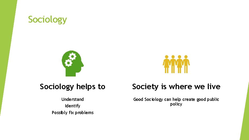 Sociology helps to Society is where we live Understand Identify Possibly fix problems Good Sociology helps to Society is where we live Understand Identify Possibly fix problems Good