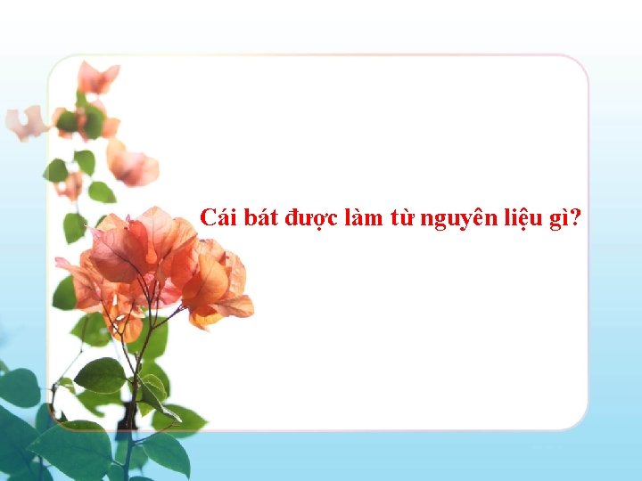 Cái bát được làm từ nguyên liệu gì? 