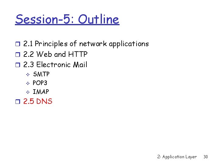 Session-5: Outline r 2. 1 Principles of network applications r 2. 2 Web and