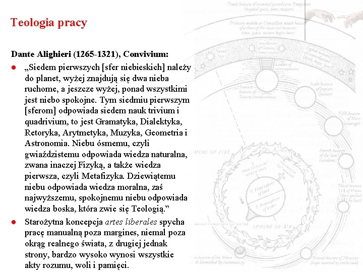 Teologia pracy Dante Alighieri (1265 -1321), Convivium: l „Siedem pierwszych [sfer niebieskich] należy do