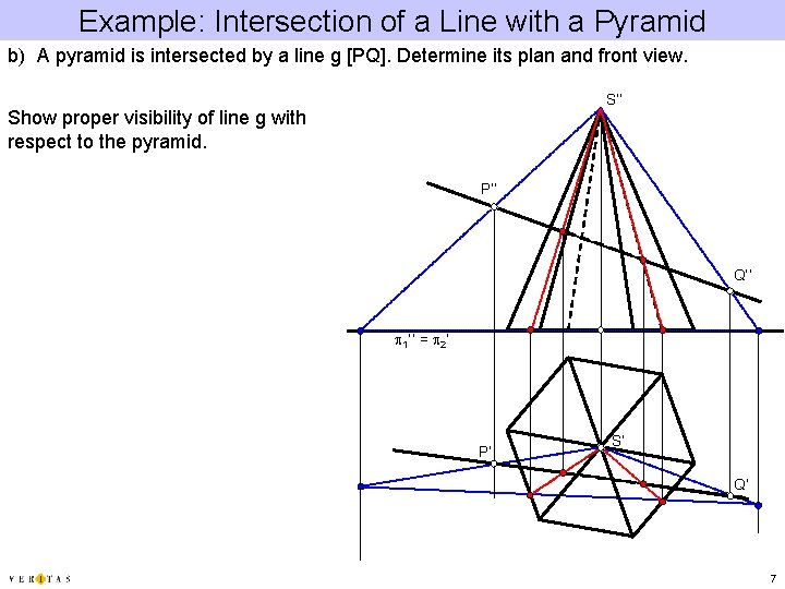 Example: Intersection of a Line with a Pyramid b) A pyramid is intersected by