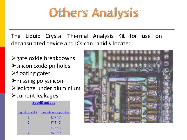 Others Analysis The Liquid Crystal Thermal Analysis Kit for use on decapsulated device and