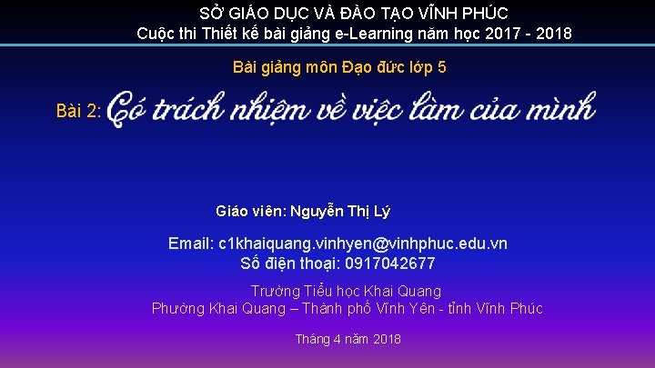 SỞ GIÁO DỤC VÀ ĐÀO TẠO VĨNH PHÚC Cuộc thi Thiết kế bài giảng