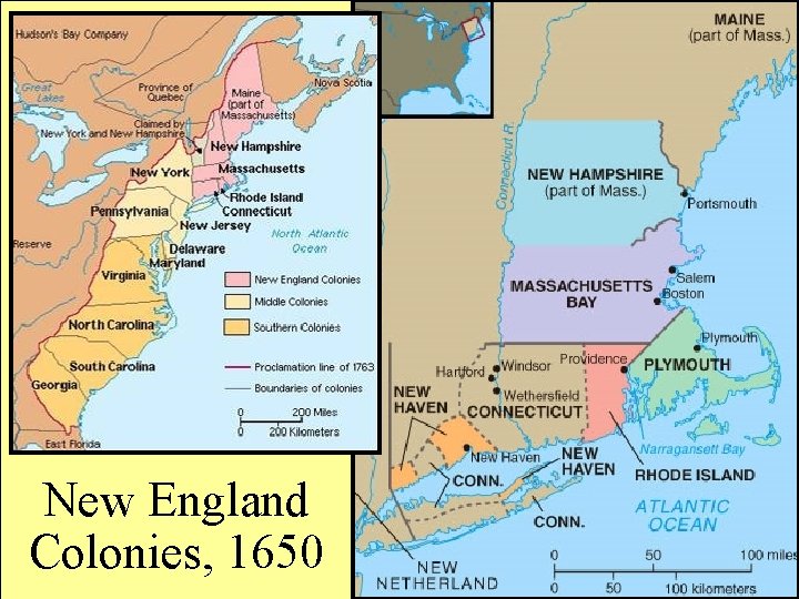 New England Colonies, 1650 