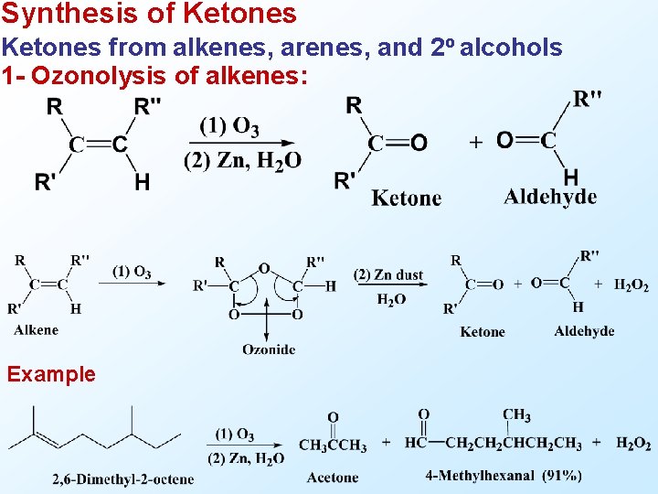 Synthesis of Ketones from alkenes, arenes, and 2 o alcohols 1 - Ozonolysis of