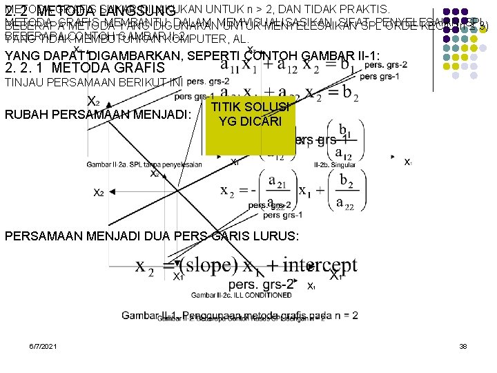 METODA GRAFIS LANGSUNG SUKAR DILAKUKAN UNTUK n > 2, DAN TIDAK PRAKTIS. 2. 2