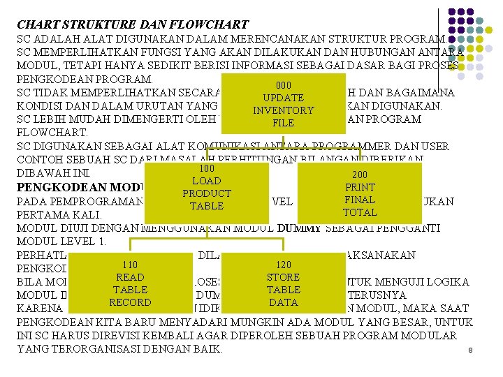 CHART STRUKTURE DAN FLOWCHART SC ADALAH ALAT DIGUNAKAN DALAM MERENCANAKAN STRUKTUR PROGRAM. SC MEMPERLIHATKAN