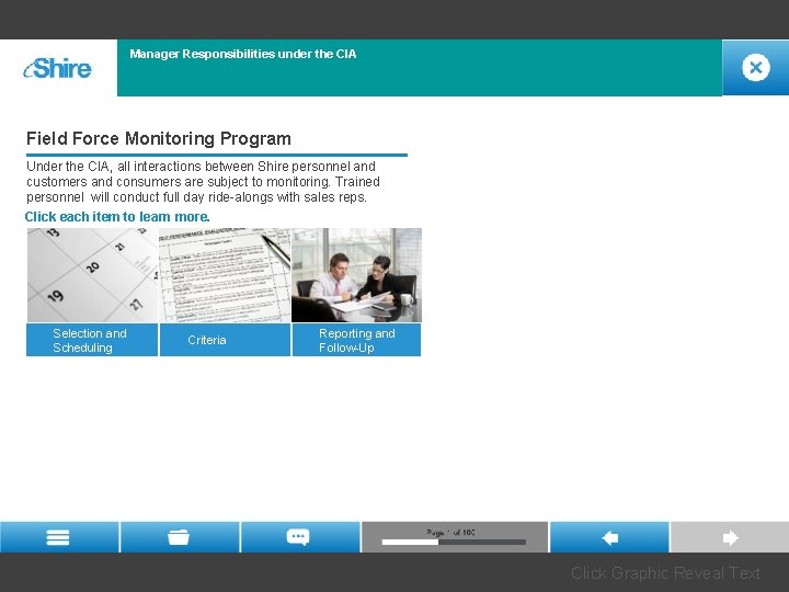 Manager Responsibilities under the CIA Field Force Monitoring Program Under the CIA, all interactions Manager Responsibilities under the CIA Field Force Monitoring Program Under the CIA, all interactions