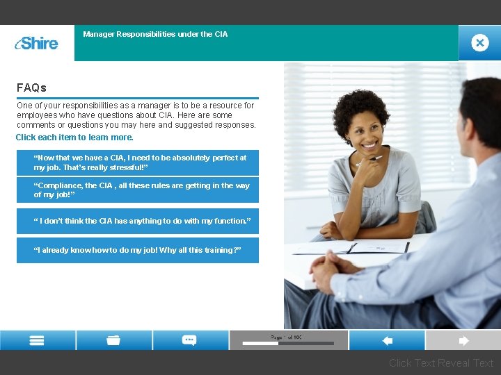 Manager Responsibilities under the CIA FAQs One of your responsibilities as a manager is Manager Responsibilities under the CIA FAQs One of your responsibilities as a manager is