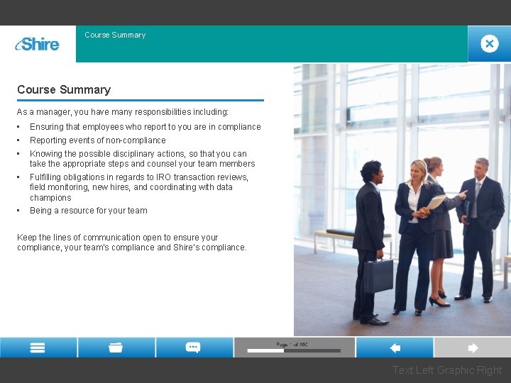 Course Summary As a manager, you have many responsibilities including: • • • Ensuring Course Summary As a manager, you have many responsibilities including: • • • Ensuring