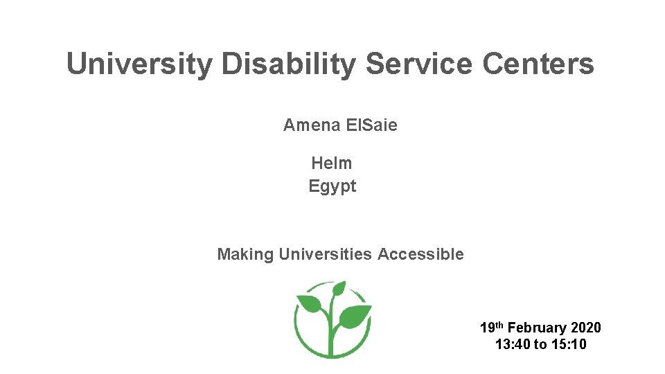 University Disability Service Centers Amena El. Saie Helm Egypt Making Universities Accessible 19 th