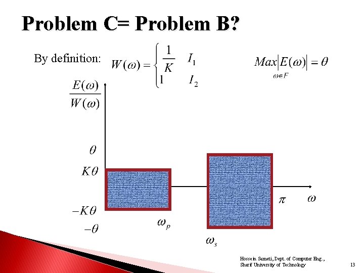 Problem C= Problem B? By definition: Hossein Sameti, Dept. of Computer Eng. , Sharif Problem C= Problem B? By definition: Hossein Sameti, Dept. of Computer Eng. , Sharif
