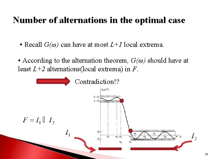 Number of alternations in the optimal case • Recall G(ω) can have at most Number of alternations in the optimal case • Recall G(ω) can have at most