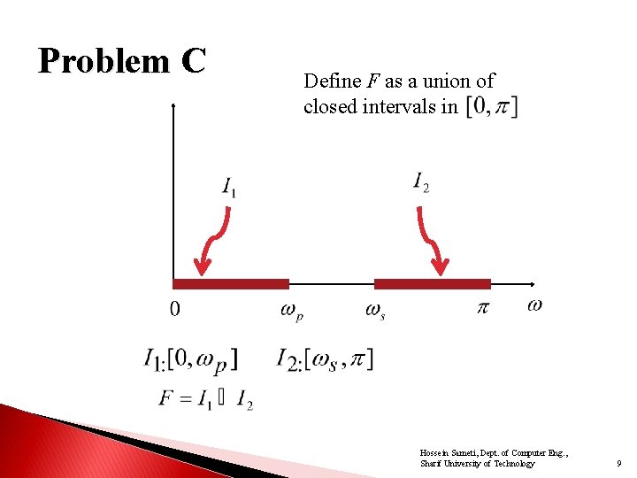 Problem C Define F as a union of closed intervals in Hossein Sameti, Dept. Problem C Define F as a union of closed intervals in Hossein Sameti, Dept.