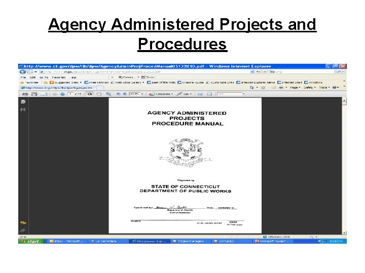 Agency Administered Projects and Procedures 