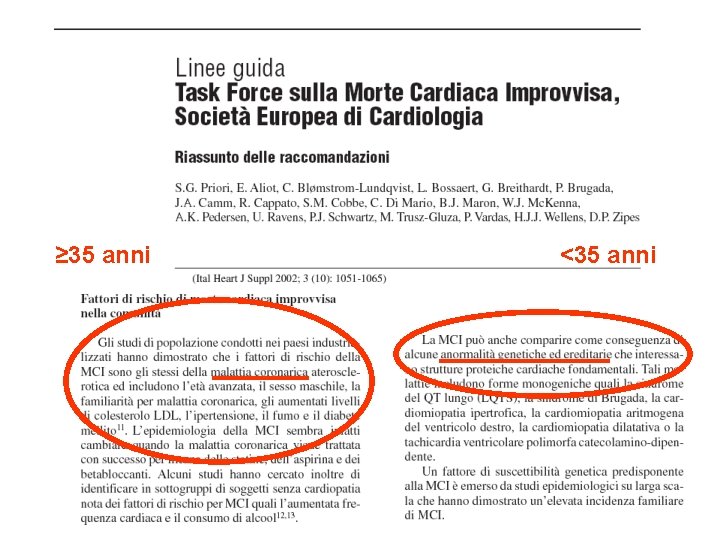 ≥ 35 anni <35 anni ≥ 35 anni <35 anni