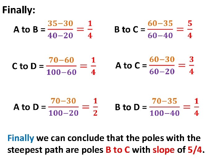 Finally: Finally we can conclude that the poles with the steepest path are poles