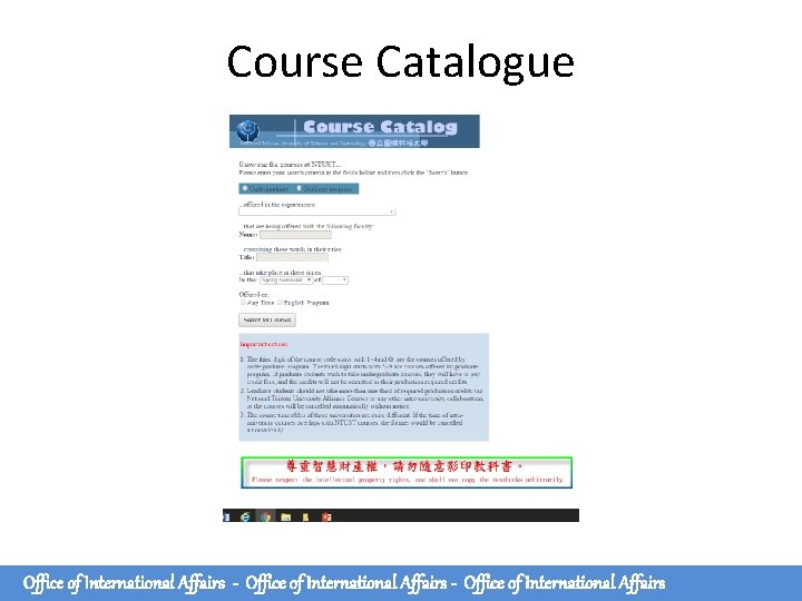 Course Catalogue Office of International Affairs - Office of International Affairs Course Catalogue Office of International Affairs - Office of International Affairs