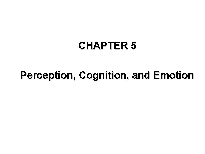 CHAPTER 5 Perception, Cognition, and Emotion 