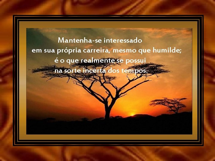 Mantenha-se interessado em sua própria carreira, mesmo que humilde; é o que realmente se