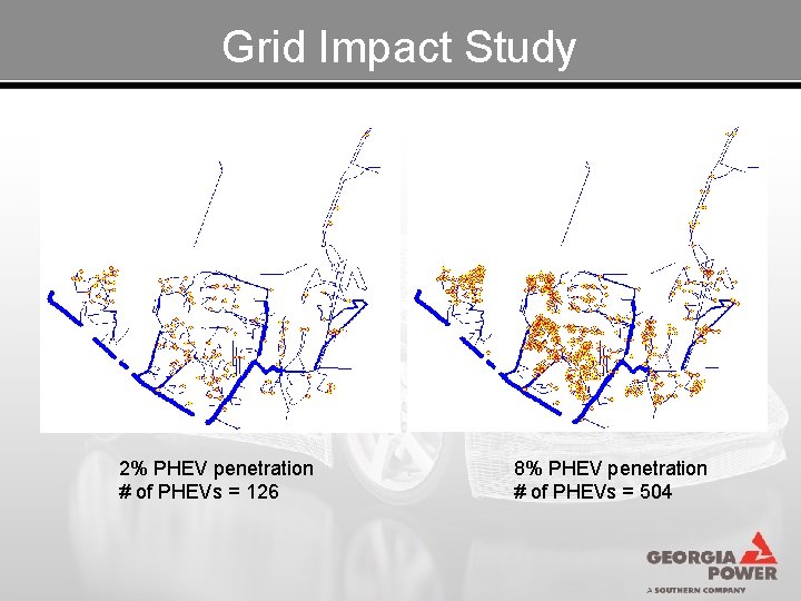 Grid Impact Study 2% PHEV penetration # of PHEVs = 126 8% PHEV penetration